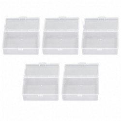 5Pcs Small Plastic Container Multifunctional Organizing Clear Transparent Storage Box Waterproof for Crafts Jewelry Puff