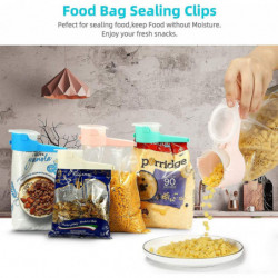 Bag Sealing Clips Food Storage Clamps With Plastic Pour Spout For Snack Cereal Pet Food 4 Pack (4, Multi-color)