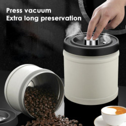 750ml/1100ml Sealed Jar Anti-oxidation Freshness-keeping Stainless Steel Pressed Vacuuming Coffee Be