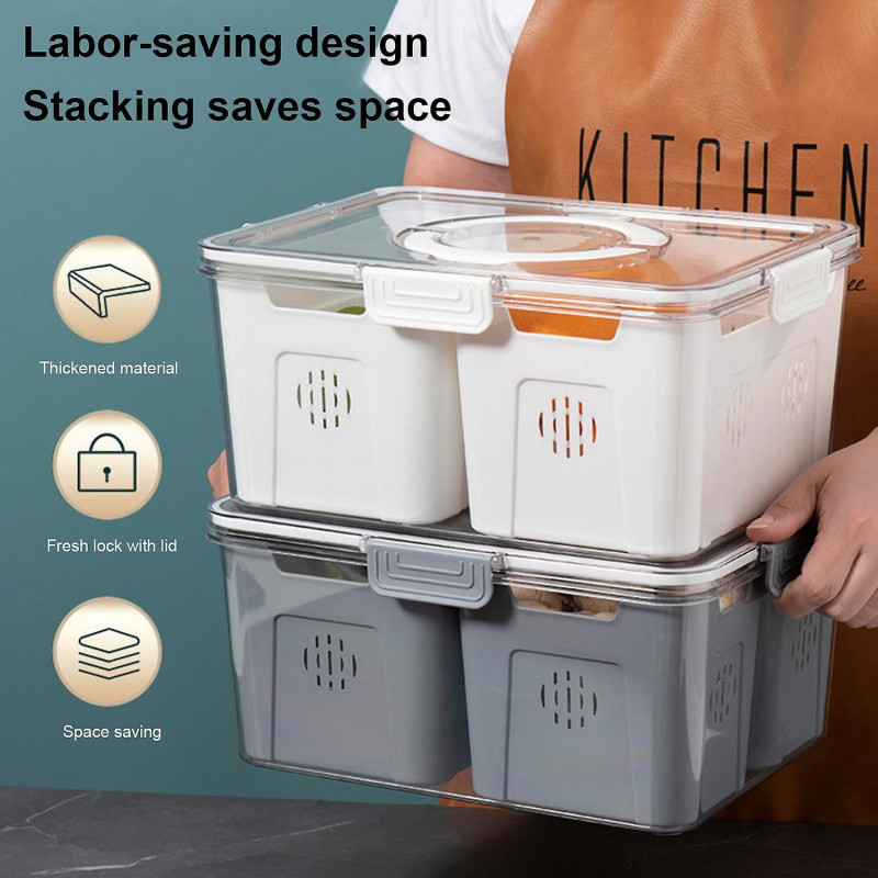 Fridge Organizer Storage Box with Clear Lid Food Grade BPA Free Large Capacity Stackable Vegetable R Fridge Organizer Storage Box with Clear Lid Food Grade BPA Free Large Capacity Stackable Vegetable R