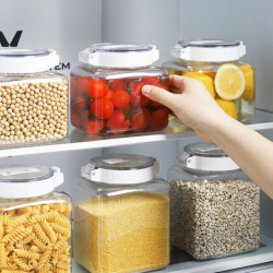 Sealed Kitchen Keep Fresh Food Can Transparent Pressing Multigrain Storage Tank