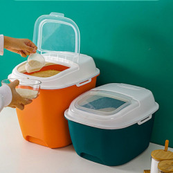 Food Storage Bucket Convenient Flip Bottom Roller Good Sealing Large Capacity Cereal Rice Food Stora