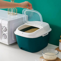 Food Storage Bucket Convenient Flip Bottom Roller Good Sealing Large Capacity Cereal Rice Food Stora