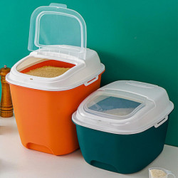 Food Storage Bucket Convenient Flip Bottom Roller Good Sealing Large Capacity Cereal Rice Food Stora