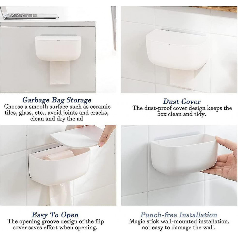 New - Wall Mounted Grocery Bag Dispenser, Plastic Bag Storage Box, Garbage Bag Organizer Dispens