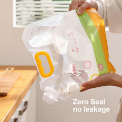 1 Set Food Storage Bag with Funnel Screw Lid Handle Clear Large Capacity Leak Proof Rice Flour Grain