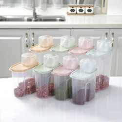 Transparent Storage Tank with Measuring Cup Plastic Dried Fruit Grain Storage Box Kitchen Gadget