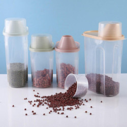 Transparent Storage Tank with Measuring Cup Plastic Dried Fruit Grain Storage Box Kitchen Gadget