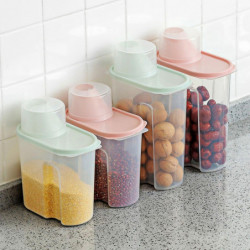 Transparent Storage Tank with Measuring Cup Plastic Dried Fruit Grain Storage Box Kitchen Gadget
