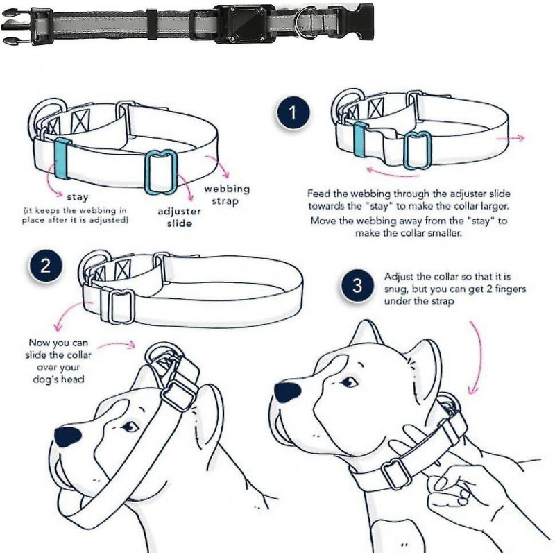 Collier de suivi de chien réfléchissant réglable avec Airtag Waterproof Holder Case