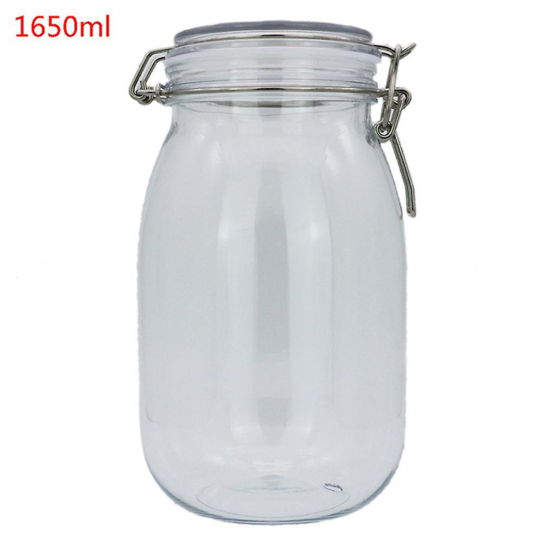 Pot de stockage en plastique 1650ml avec couvercle étanche hermétique farine de cuisine pâtes épices s