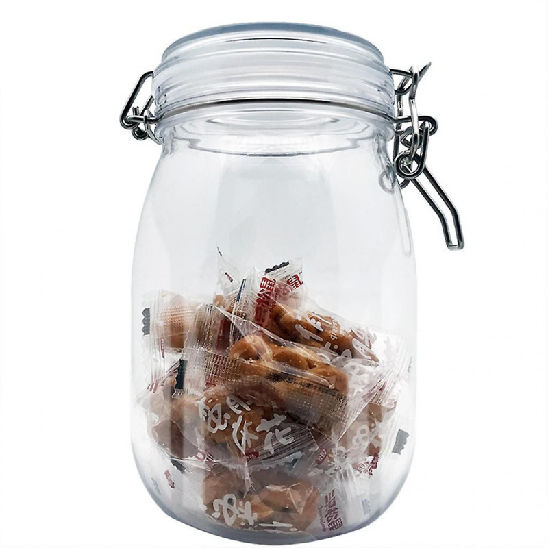 Pot de stockage en plastique 1650ml avec couvercle étanche hermétique farine de cuisine pâtes épices s