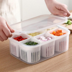 Fresh-keeping Box Plastic Storage Box Drainable Transparent Lid Food Preservation Plastic Food Organ