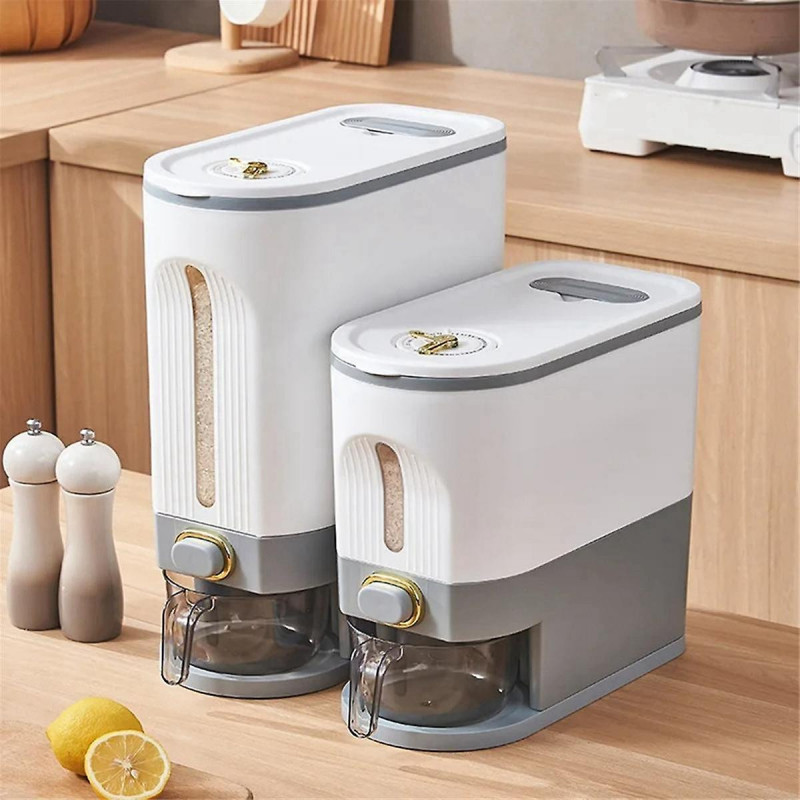 1PC Rice Storage Box Sealed Rice Dispenser Capacity Grain Storage Jar Bucket Pet Food Container,L,Grey