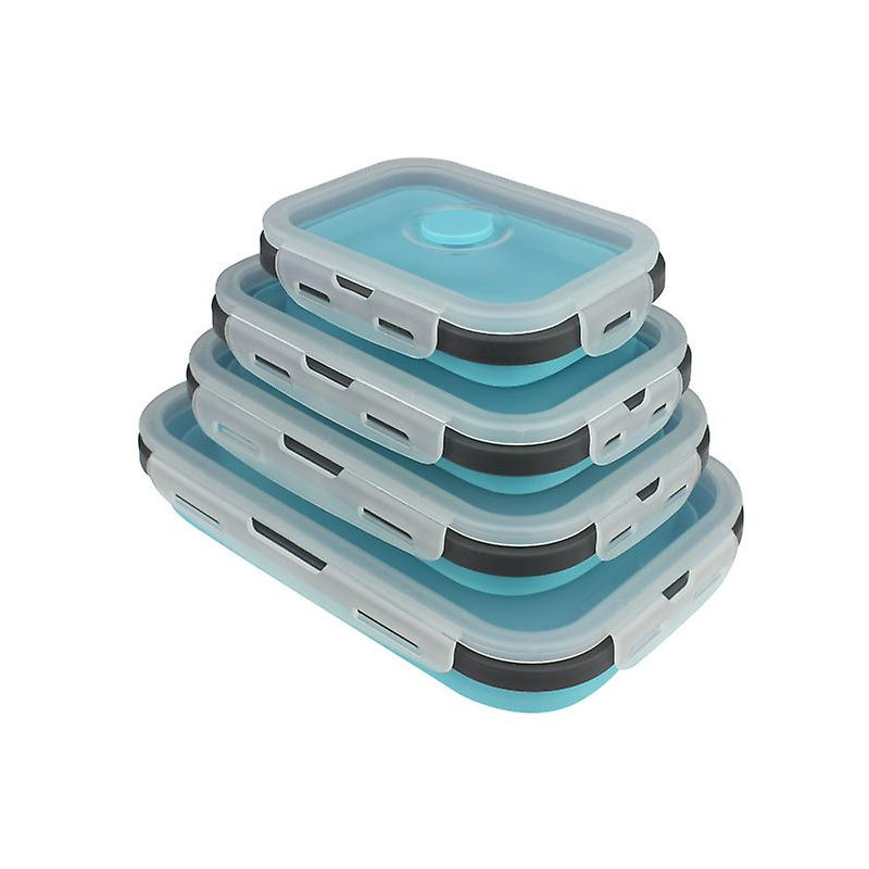 Collapsible Silicone Food Storage Container With Lid,lunch Bento Box Picnic Box, Set Of 4