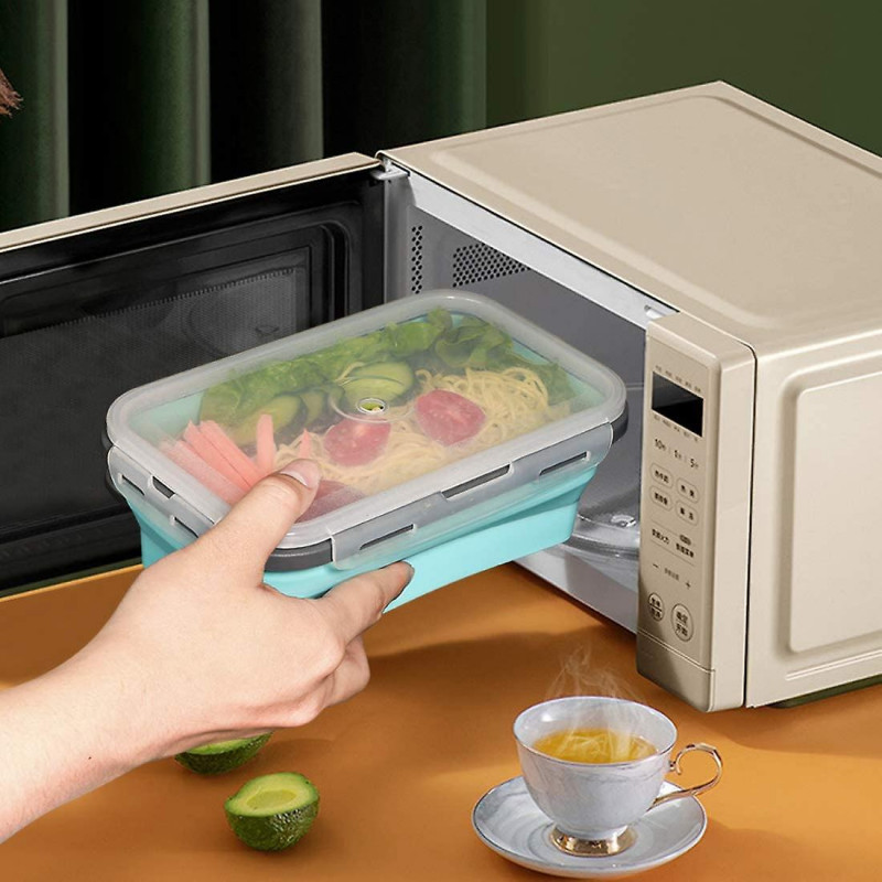 Collapsible Silicone Food Storage Container With Lid,lunch Bento Box Picnic Box, Set Of 4