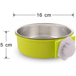 Cage pour chien Bol amovible En acier inoxydable Bol suspendu Cage pour animaux de compagnie Petit bol d’eau [...]