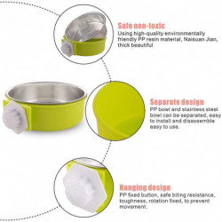 Cage pour chien Bol amovible En acier inoxydable Bol suspendu Cage pour animaux de compagnie Petit bol d’eau [...]