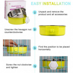 Cage pour chien Bol amovible En acier inoxydable Bol suspendu Cage pour animaux de compagnie Petit bol d’eau [...]