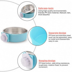 Cage pour chien Bol amovible En acier inoxydable Bol suspendu Cage pour animaux de compagnie Petit bol d’eau [...]