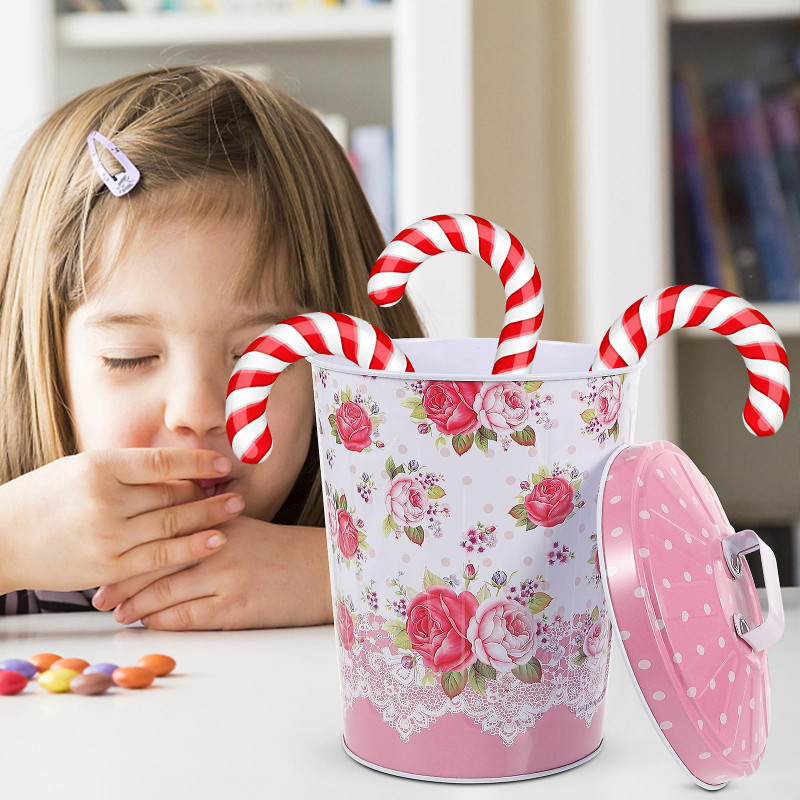 European Style Storage Bucket With Lid Candy Storage Bucket Snack Bucket Tinplate Box(3L)