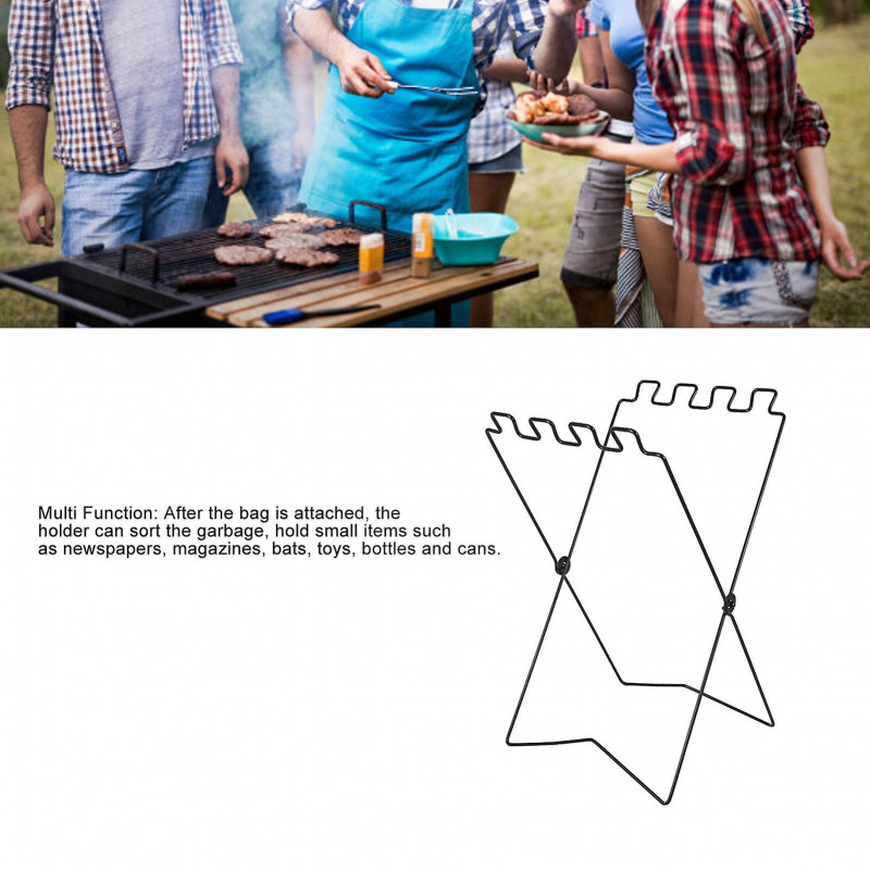 Support de sac poubelle pliable en acier inoxydable porte-sac à ordures support portable extérieur