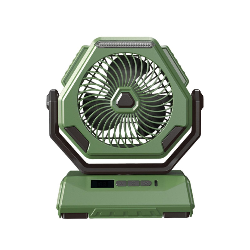 2024 New Shaking Head Outdoor Fan Silent 6-inch Lighting Digital Display Large Capacity Portable Camping Fan Flye244285