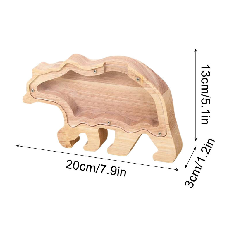 Bear Solid Wood High-capacity Coin Storage Innovative Transparent Currency And Various Types Of Storage Jars FLYE2234 Bear Solid Wood High-capacity Coin Storage Innovative Transparent Currency And Various Types Of Storage Jars FLYE2234