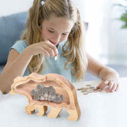 Bear Solid Wood High-capacity Coin Storage Innovative Transparent Currency And Various Types Of Storage Jars FLYE2234