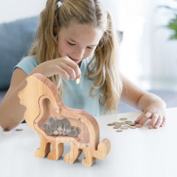 Lions Solid Wood High-capacity Coin Storage Innovative Transparent Currency And Various Types Of Storage Jars FLYE2233