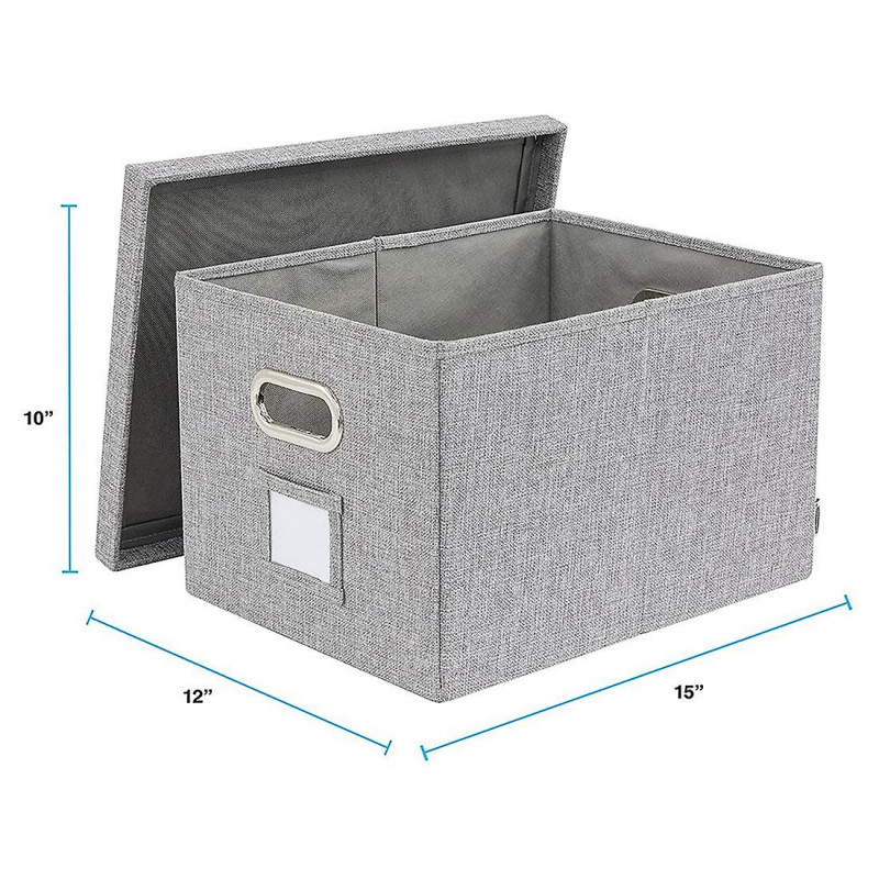 Foldable Linen Storage Box with Lid and Metal Handle Foldable Linen Storage Box with Lid and Metal Handle