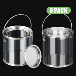 Paint Bucket Clear Bucket with Metal Lids and Handle Decorative Clear Plastic Bucket Storage Clear-C8