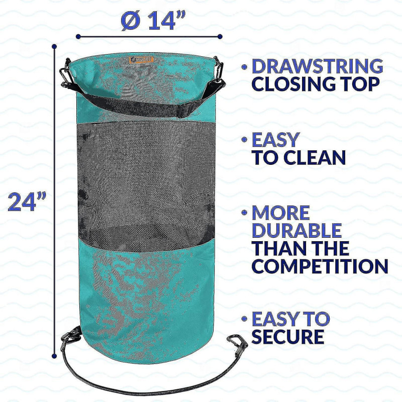 Sac poubelle de bateau Sac poubelle en maille portable Stockage des ordures extérieur étanche pour votre bateau [...]