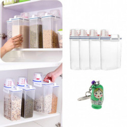 4pcs Distributeur de céréales Boîte de stockage de riz Farine Conteneur Tasse à mesurer 4pcs Distributeur de céréales Boîte de stockage de riz Farine Conteneur Tasse à mesurer