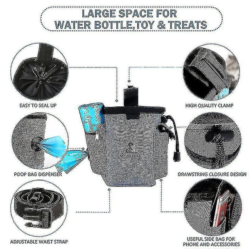Dog Walking Bag Dog Treat Training Pouch With Multiple Pockets, Crossbody Bag Attaches To Waist