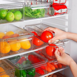 TY-9068 Refrigerator Food Organizer Clear PET Container Bin with Lid (BPA-Free, No FDA)