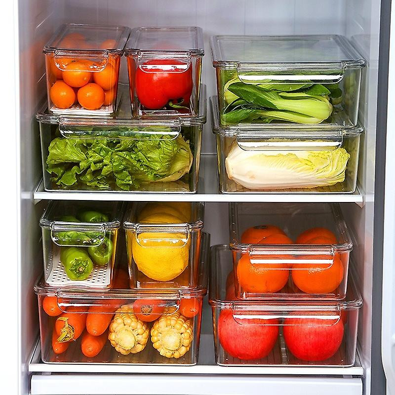 TY-9068 Refrigerator Food Organizer Clear PET Container Bin with Lid (BPA-Free, No FDA)