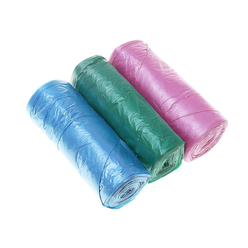6 Pcs Flat Mouth Small Trash Bags Colorful Plastic Bags for Home Office-20 Pcs A Roll (Random Color)