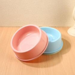 3pcs Medium Candy Colored Round Bowl Plastic Foods Container for Pet Dog Cat Random Color
