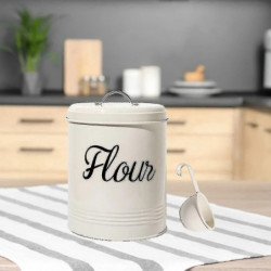 Pot de stockage de farine alimentaire en métal blanc 5l récipient 5l avec couvercle hermétique, durable xxf Pot de stockage de farine alimentaire en métal blanc 5l récipient 5l avec couvercle hermétique, durable xxf