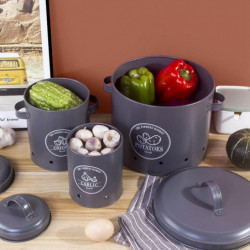 3 Pcs Storage Box Potatoes Onions Garlic Bin Food Container Buckets A 3 Pcs Storage Box Potatoes Onions Garlic Bin Food Container Buckets A