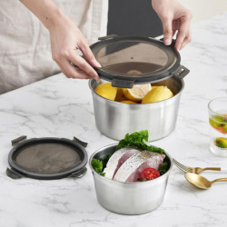 5Pcs Round Stainless Steel Refrigerator Food Storage Box Kitchen Microwave Heating Sealed Fresh-Kee 5Pcs Round Stainless Steel Refrigerator Food Storage Box Kitchen Microwave Heating Sealed Fresh-Kee