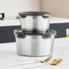 5Pcs Round Stainless Steel Refrigerator Food Storage Box Kitchen Microwave Heating Sealed Fresh-Kee