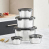 5Pcs Round Stainless Steel Refrigerator Food Storage Box Kitchen Microwave Heating Sealed Fresh-Kee