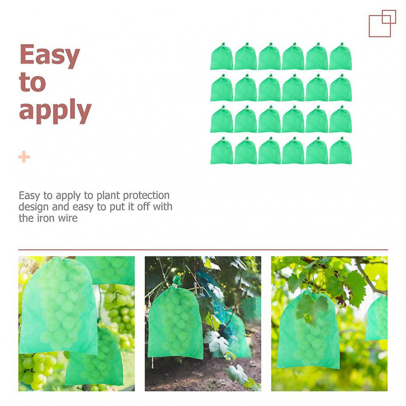 100 Pcs Fabric Grow Bags Grape Netting Bags Plant Growing Pouch Fruit Cover Bags Protection Bags Seedling Nursery Bags