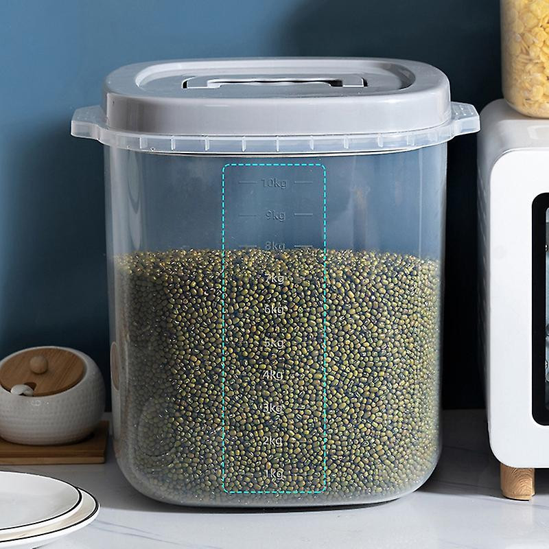 PP Sealed Rice Bucket Household Metering Miscellaneous Grain Bucket Plastic Transparent Rice Storag