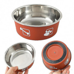 Impression d’animaux de compagnie Bol en acier inoxydable Double couche Épaississement Antidérapant Alimentation [...]