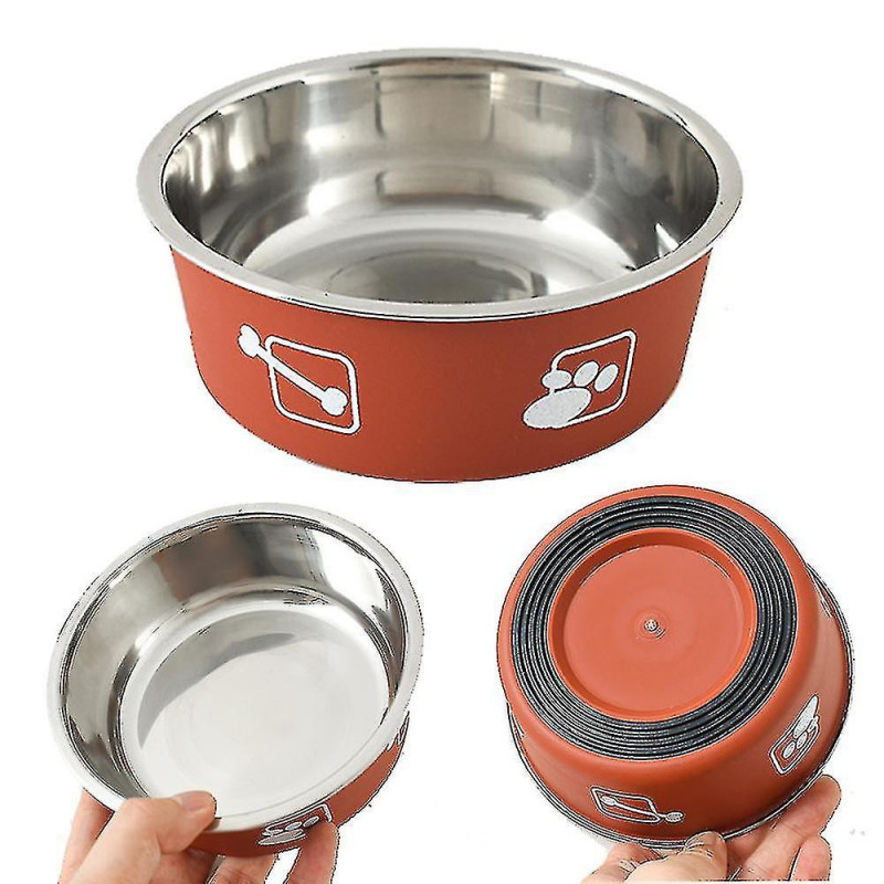 Impression d’animaux de compagnie Bol en acier inoxydable Double couche Épaississement Antidérapant Alimentation [...]