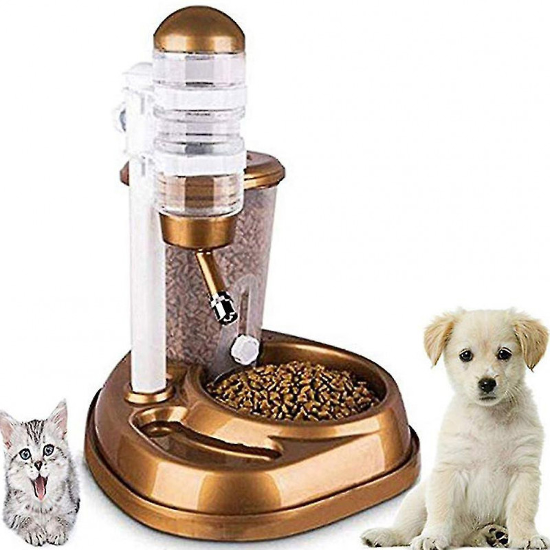 Food dispensers dual use pet cat dog automatic feeder with water fountain large capacity food bucket
