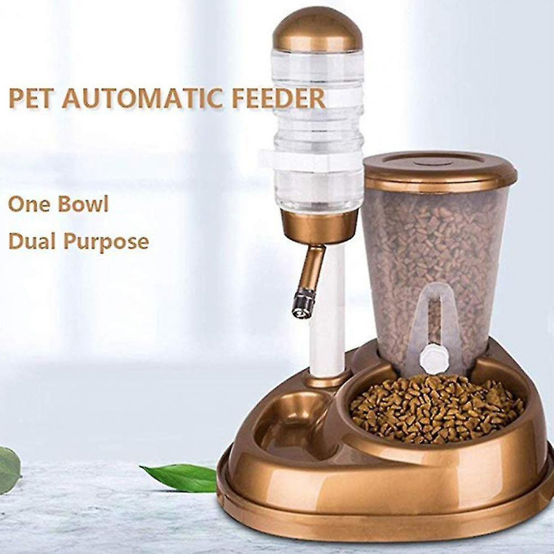 Food dispensers dual use pet cat dog automatic feeder with water fountain large capacity food bucket